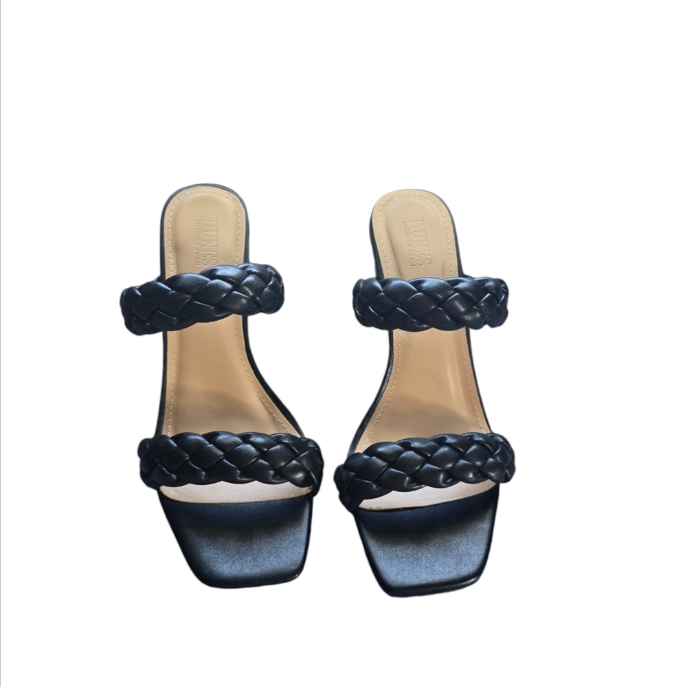 Dunes Block heel sandals Black Size 8Iris braided Memory foam 18.2 oz